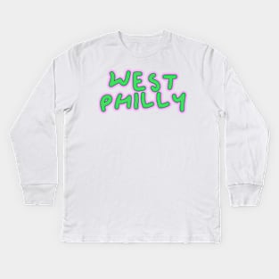 West Philly Philadelphia fresh pink and green design Kids Long Sleeve T-Shirt